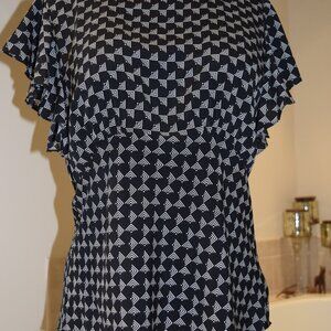 Joie Black and White Cap Sleeve Top - Size XL